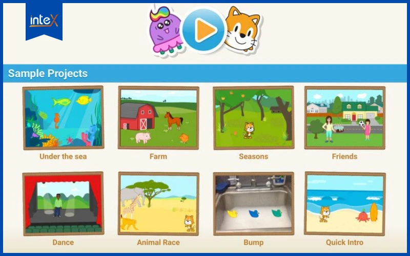 Các bài học có sẵn trong ứng dụng lập trình Scratch dành cho trẻ nhỏ