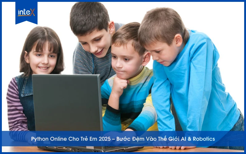 Trẻ em học Python Online cùng nhau trên máy tính