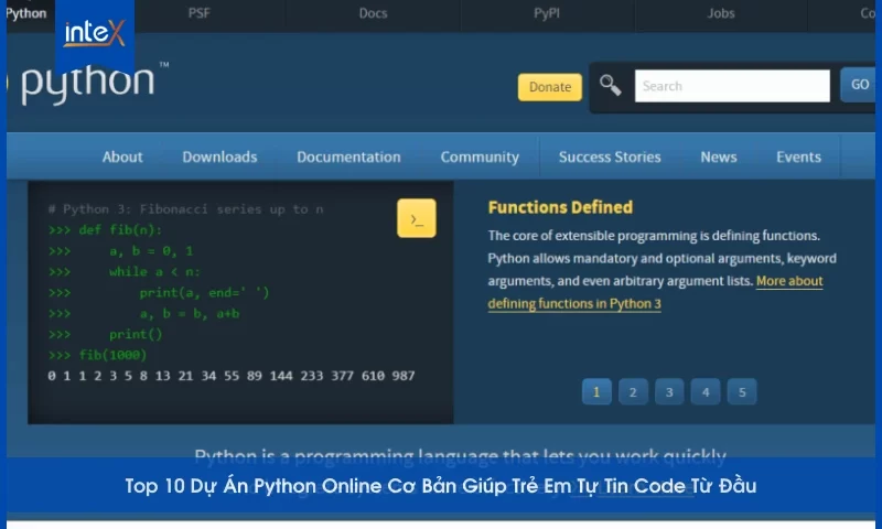 Giao diện dự án Python online cơ bản giúp trẻ em tự tin code từ đầu