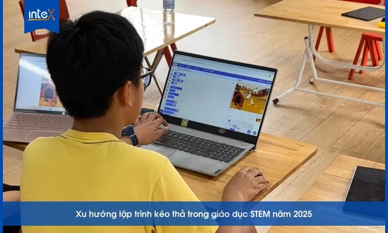 Học sinh thực hành lập trình kéo thả Scratch trong giáo dục STEM